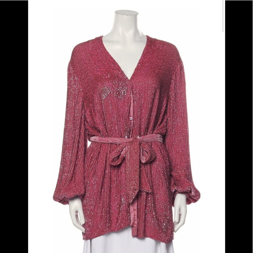 Retrofete Sequin Cardigan Mini Dress Robe Barbie Pink